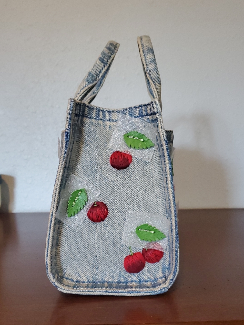 Coach Mini Denim Cherry Tote Bag - Picture 4 of 5